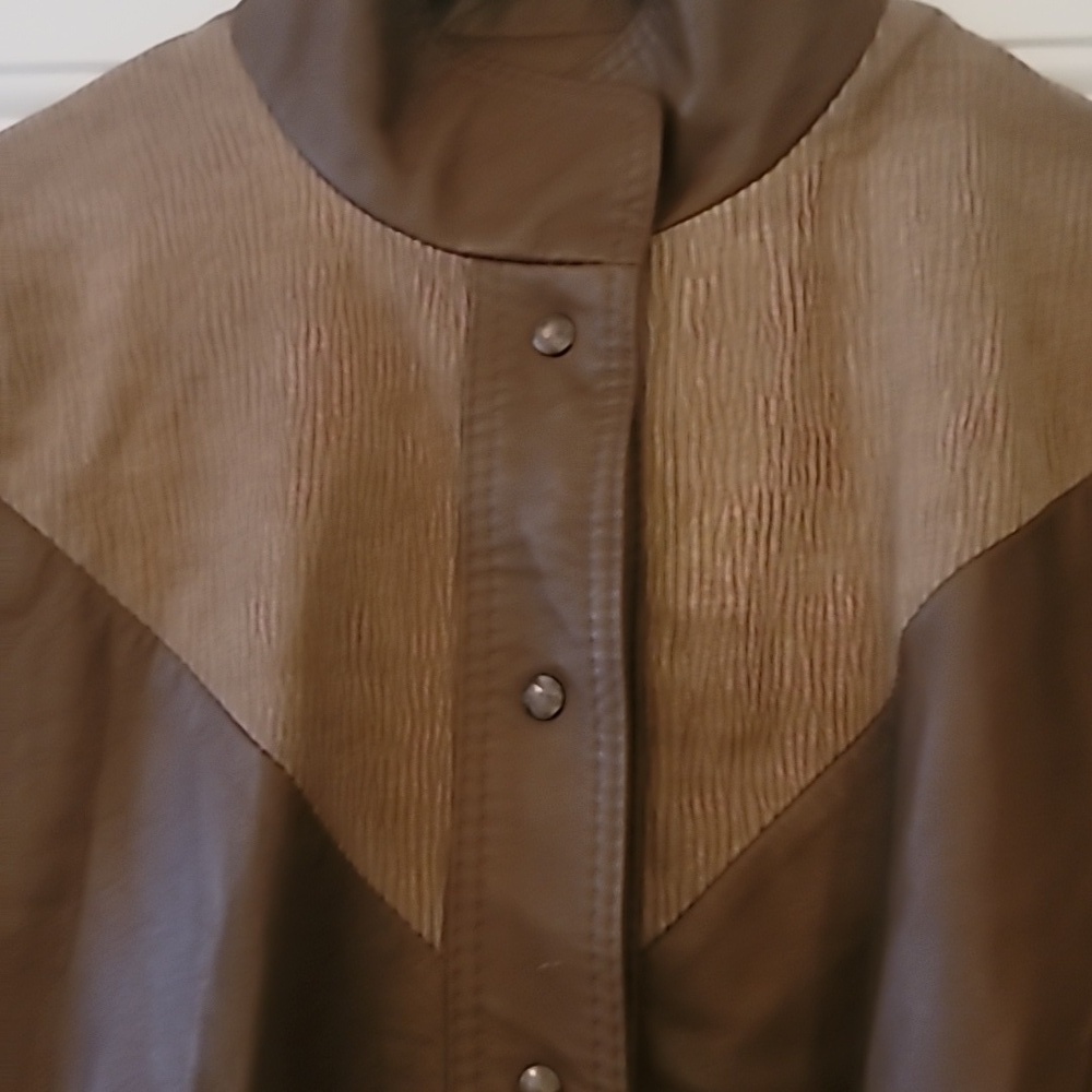 Faux Leather Brown Jacket Size Med - Picture 2 of 8